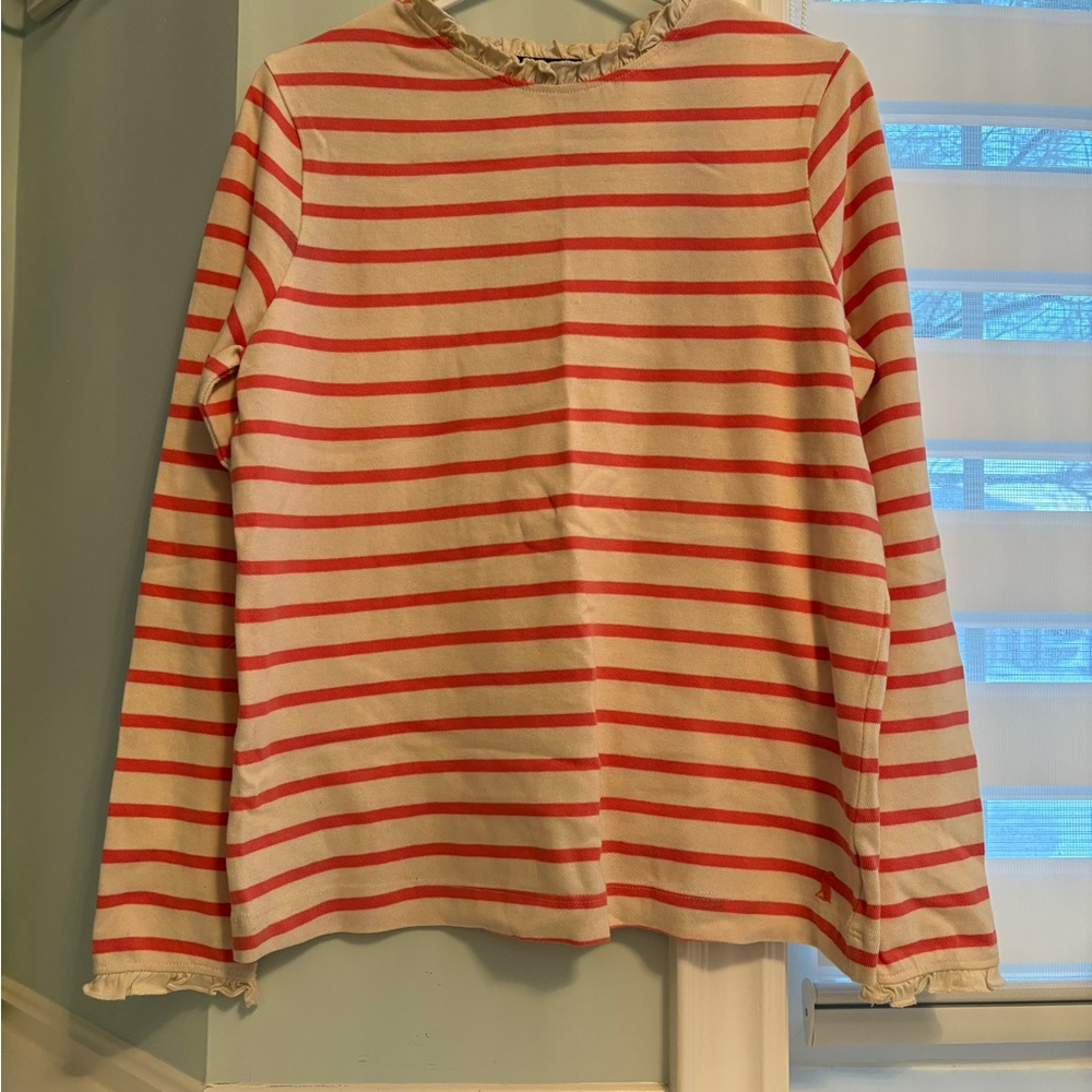 Joules Red and White Striped Long Sleeve Tee